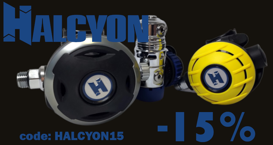 Get 15% Discount for Halcyon regulator sets with HALCYON15 code